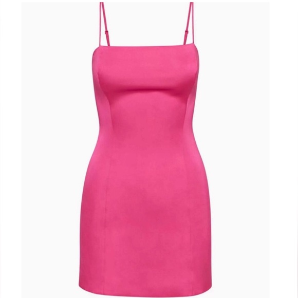 Aritzia Sunday Best Pink Shimmer Satin Mini Party Dress Shimmer Pink Size 16/XL - Picture 2 of 6